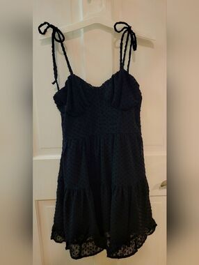 Wild Fable Black Textured Heart Tie-Shoulder Mini Dress Size XS